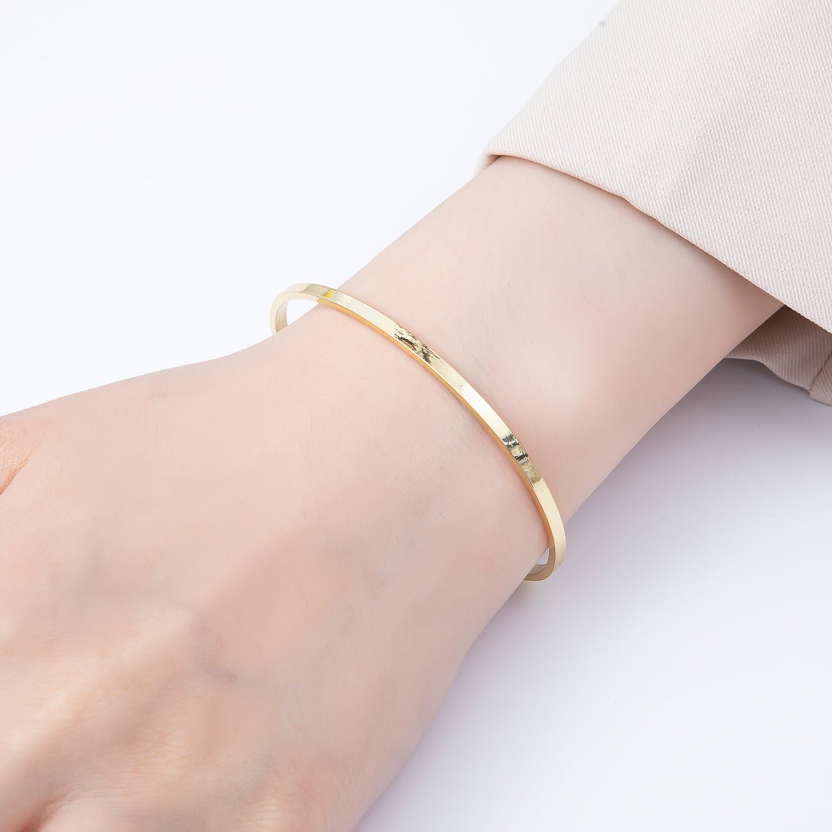 16K Gold Filled Minimalist Thin Cuff Bracelet | WA - 04451 - DLUXCA