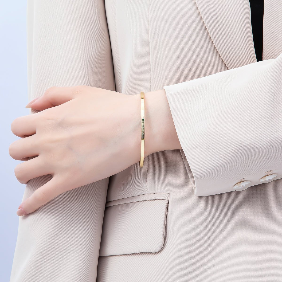 16K Gold Filled Minimalist Thin Cuff Bracelet | WA - 04451 - DLUXCA