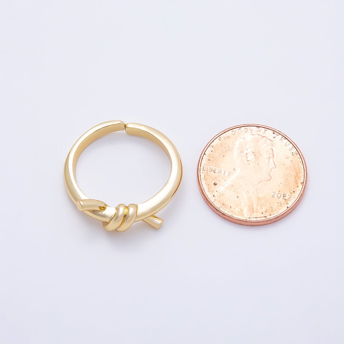 16K Gold Filled Minimalist Twisted Tied Knot Bow Ring | Rings-00194 - DLUXCA