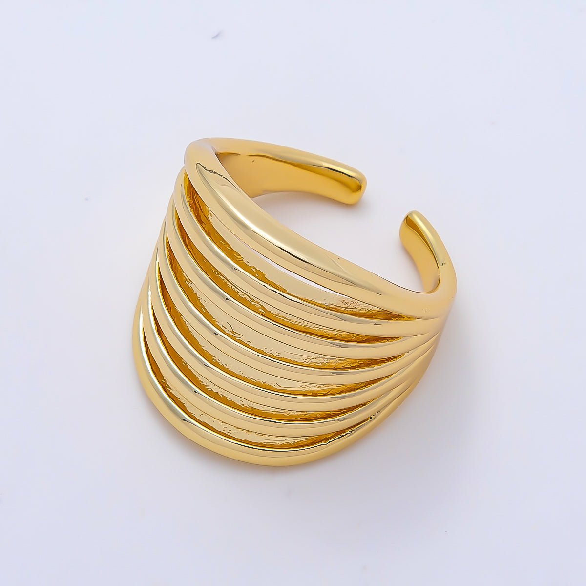 16K Gold Filled Minimalist Wide Multi Band Ring | Rings-00163 - DLUXCA