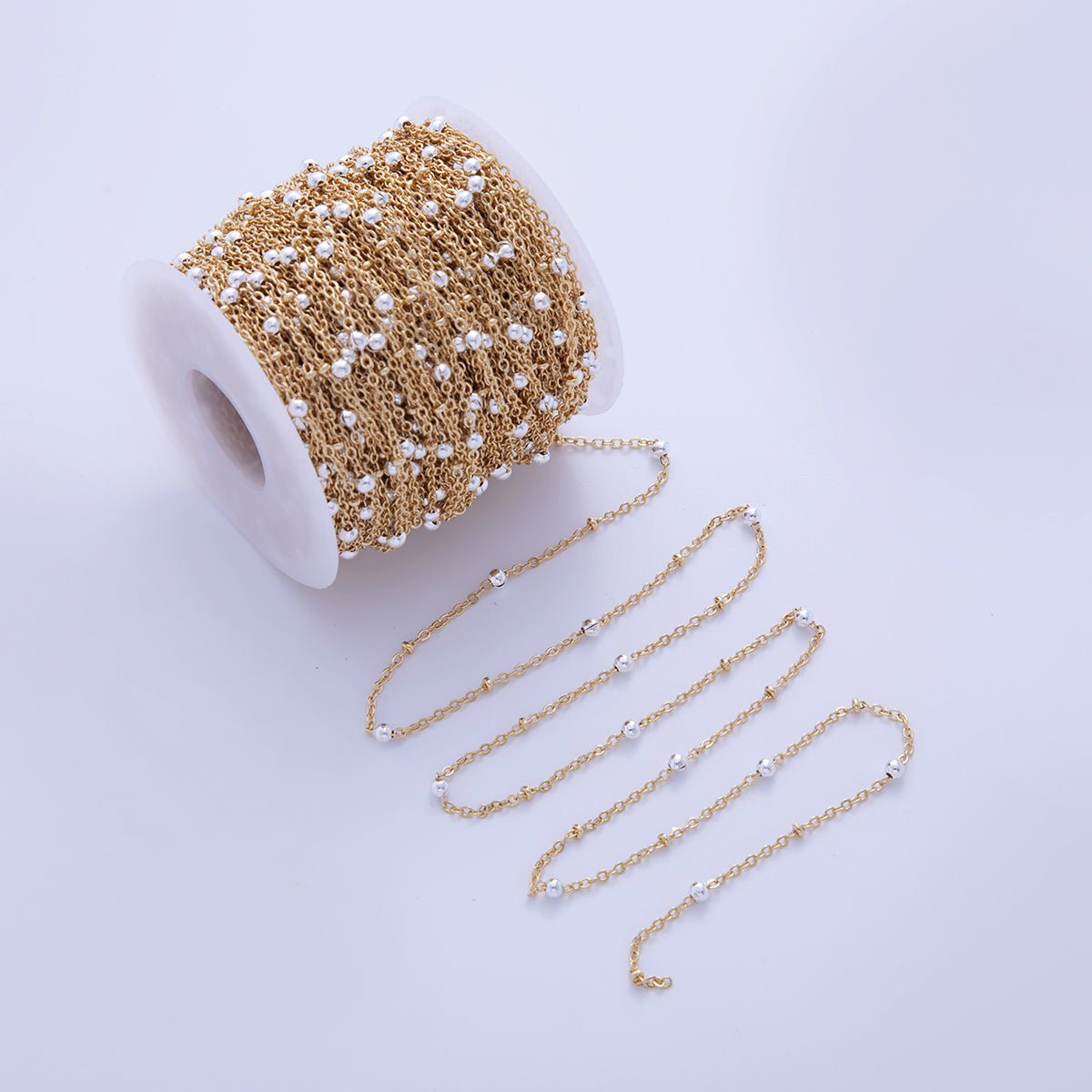 16K Gold Filled Mixed Metal Satellite Cable Unfinished Chain by Yard | Roll - 1579 - DLUXCA