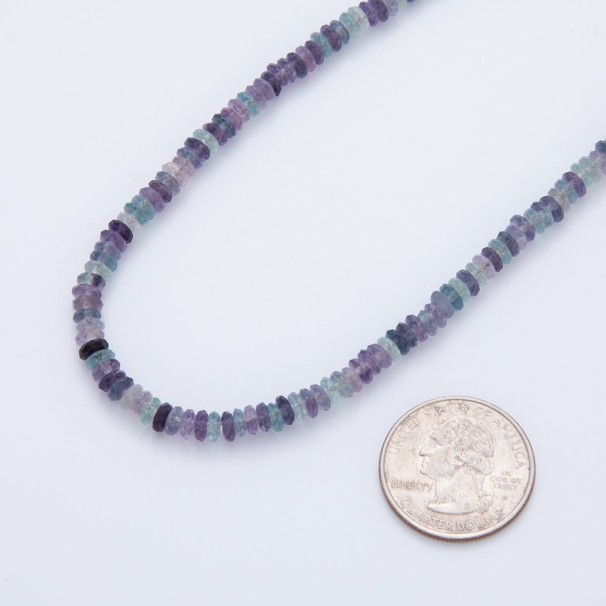 16K Gold Filled Multicolor Fluorite Rondelle Gemstone Bead 16 Inch Choker Handmade Necklace | WA - 900 - DLUXCA