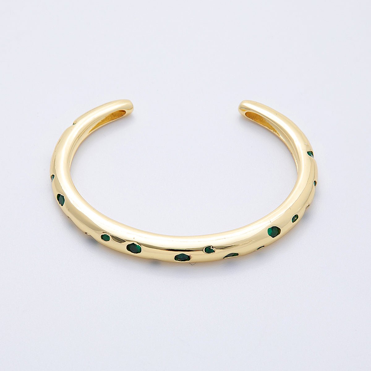 16K Gold Filled Multicolor, Green Dotted CZ Cuff Bracelet | WA - 04118 WA - 04119 - DLUXCA
