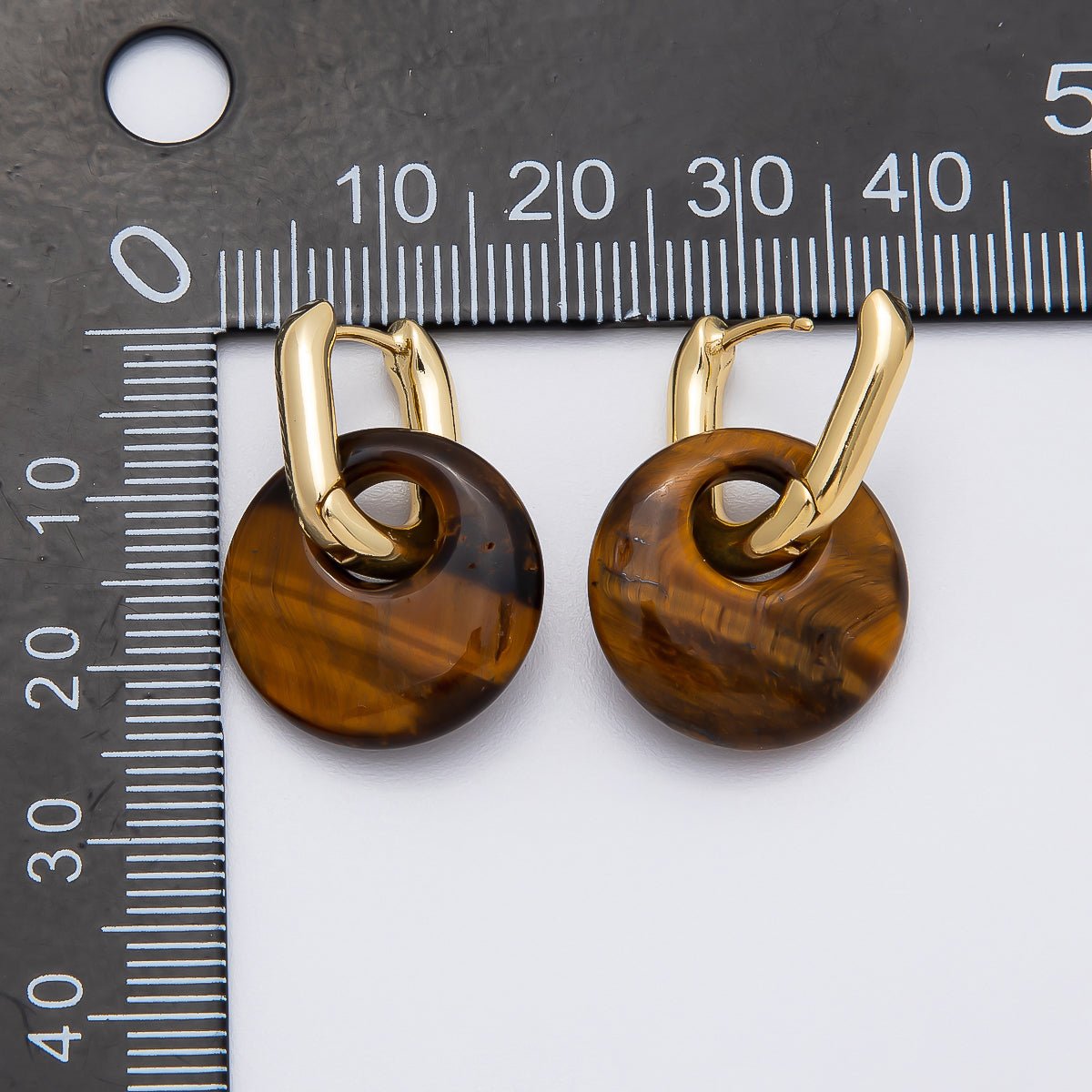 16K Gold Filled Natural Gemstone Donut Drop Oblong Hoop Earrings | EARRINGS - 00245 ~ EARRINGS - 00247 - DLUXCA