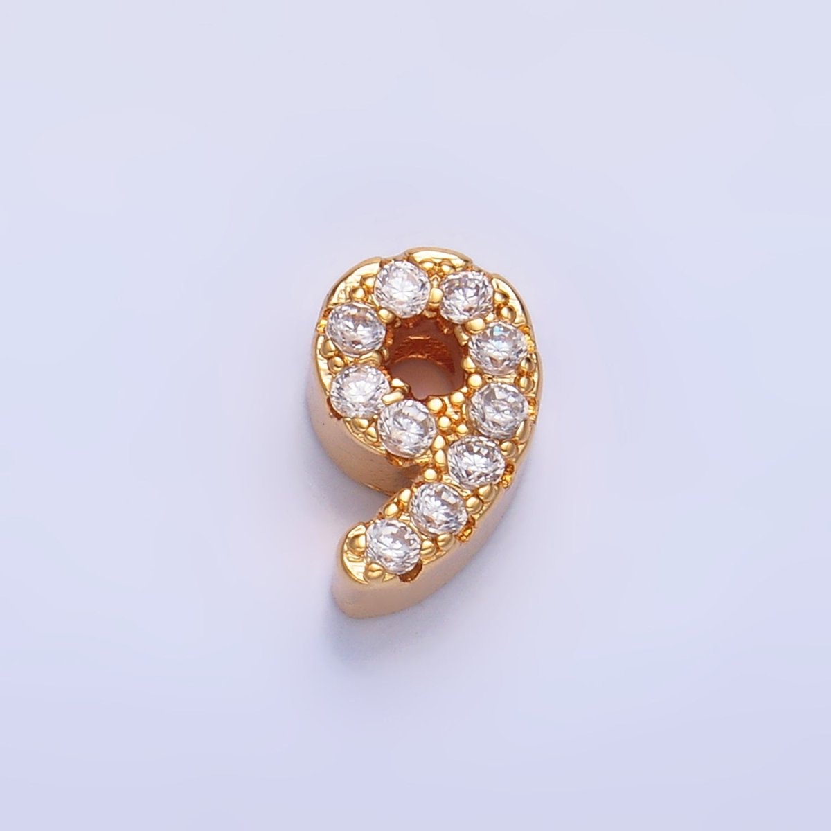 16K Gold Filled Number 0 - 9 Micro Paved CZ Bead | B291 - B295 - DLUXCA