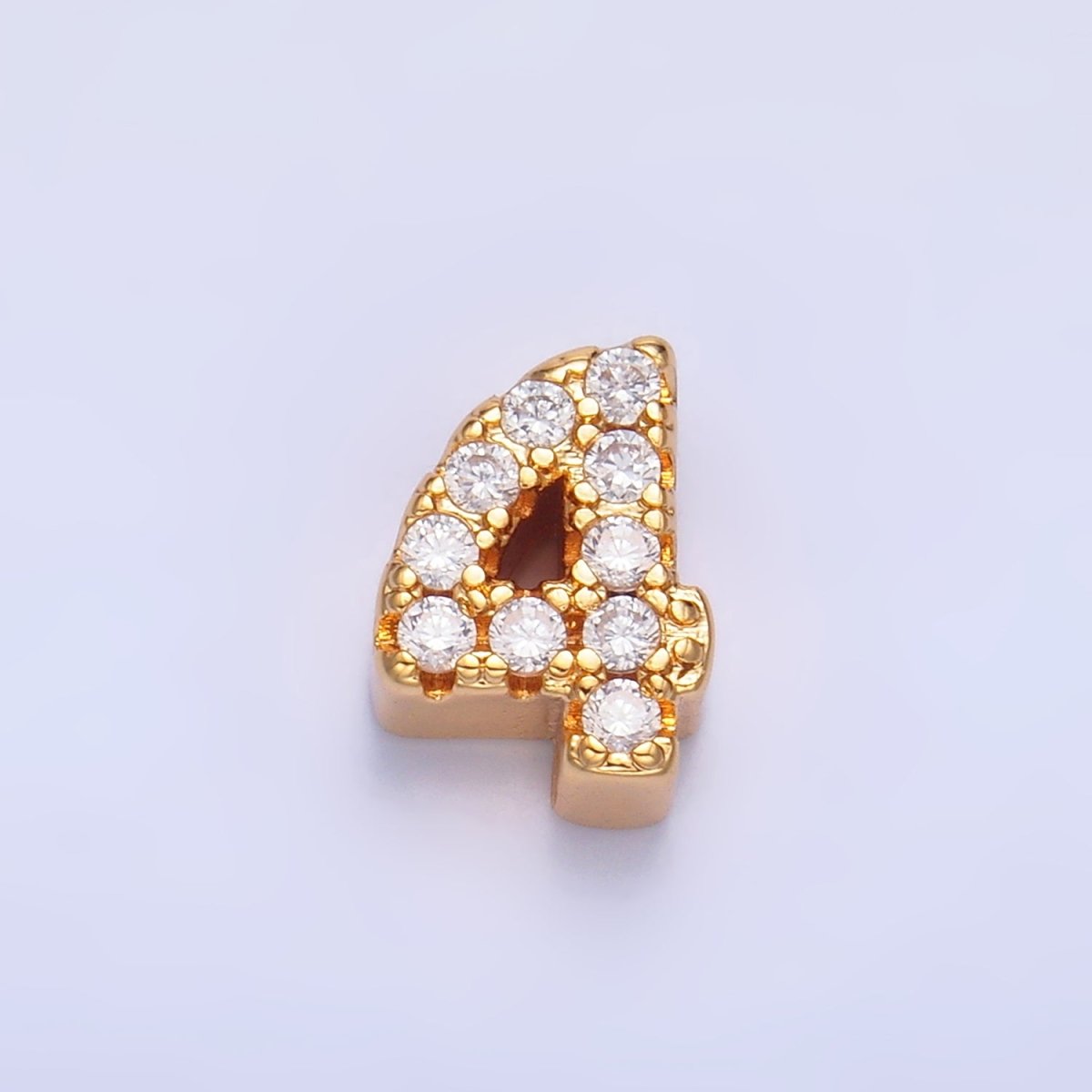 16K Gold Filled Number 0 - 9 Micro Paved CZ Bead | B291 - B295 - DLUXCA