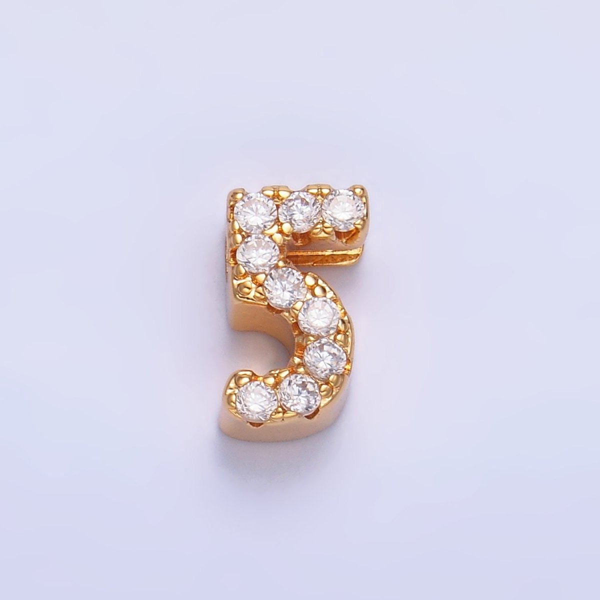 16K Gold Filled Number 0 - 9 Micro Paved CZ Bead | B291 - B295 - DLUXCA