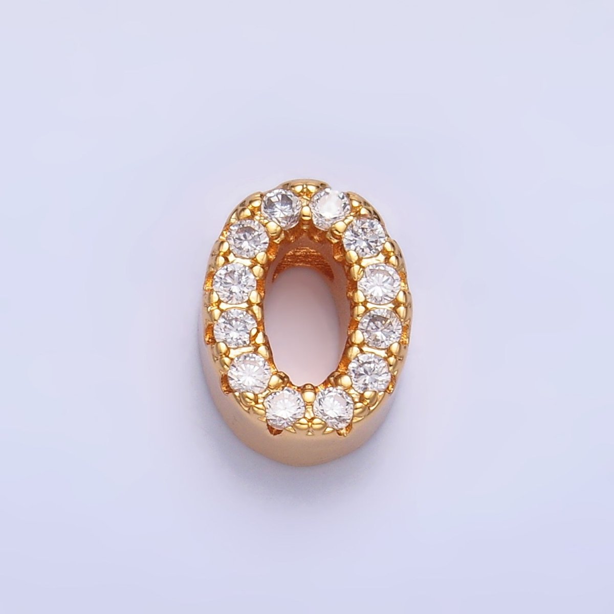 16K Gold Filled Number 0 - 9 Micro Paved CZ Bead | B291 - B295 - DLUXCA