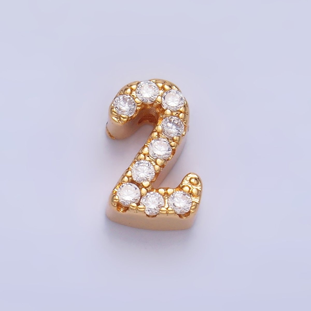 16K Gold Filled Number 0 - 9 Micro Paved CZ Bead | B291 - B295 - DLUXCA