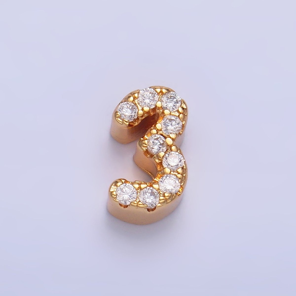 16K Gold Filled Number 0 - 9 Micro Paved CZ Bead | B291 - B295 - DLUXCA