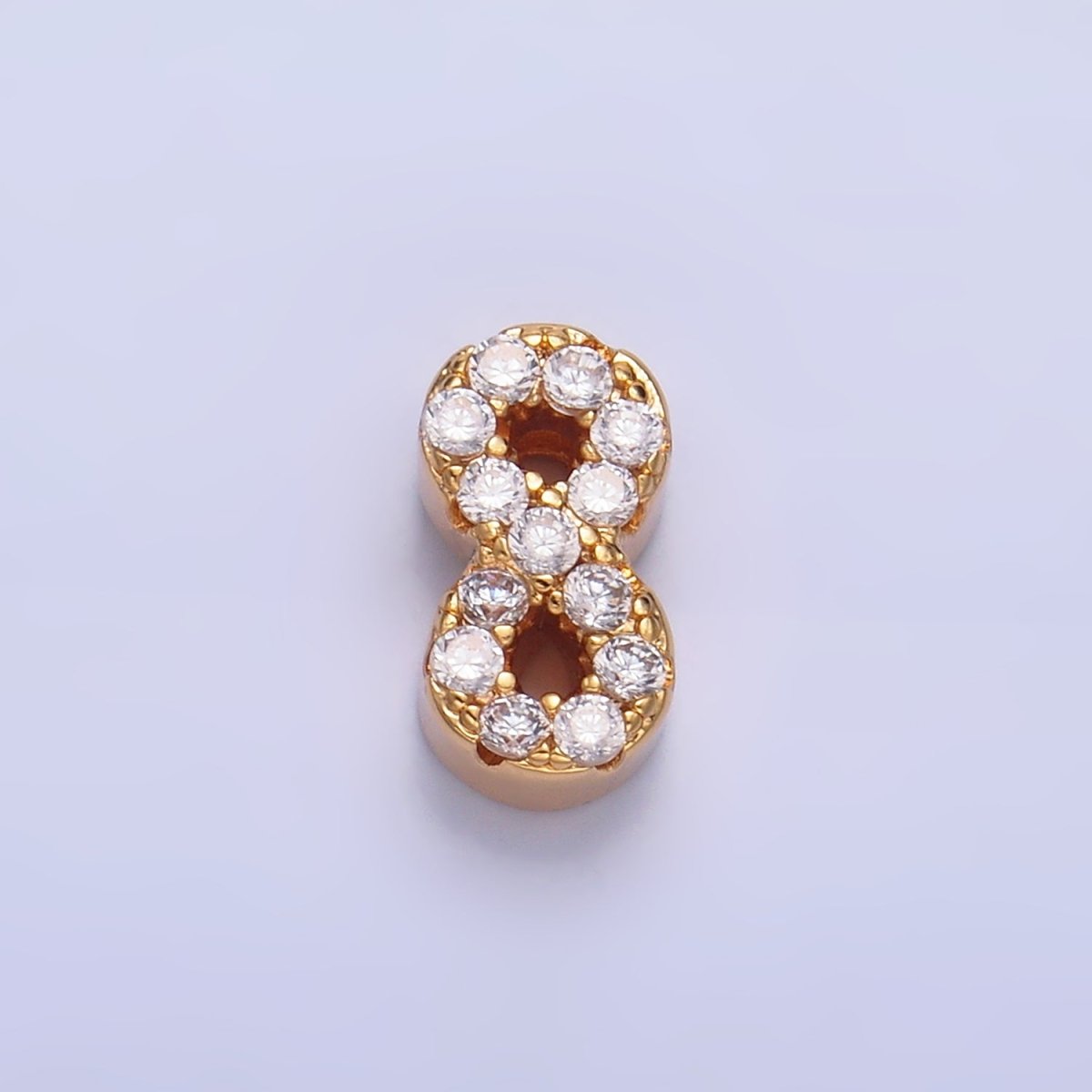 16K Gold Filled Number 0 - 9 Micro Paved CZ Bead | B291 - B295 - DLUXCA