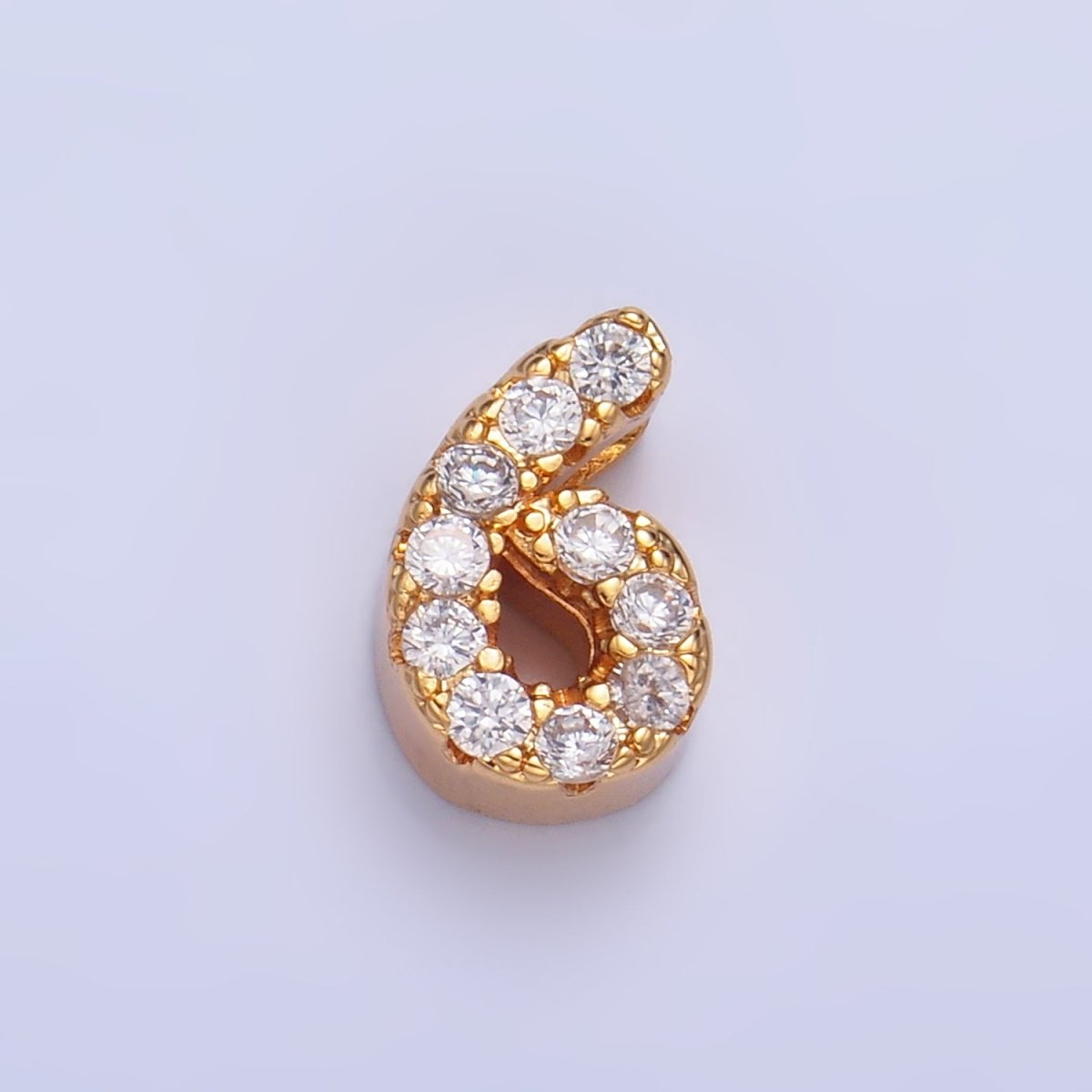 16K Gold Filled Number 0 - 9 Micro Paved CZ Bead | B291 - B295 - DLUXCA