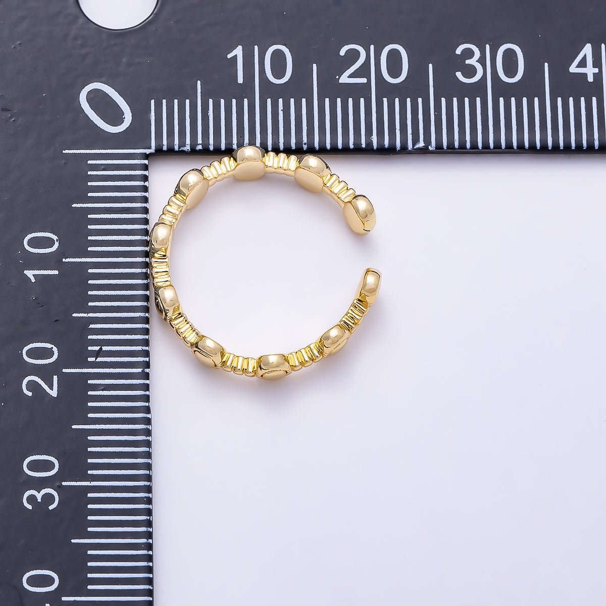 16K Gold Filled Oval Dotted Ribbed Geometric Minimalist Ring | Rings-00350 - DLUXCA