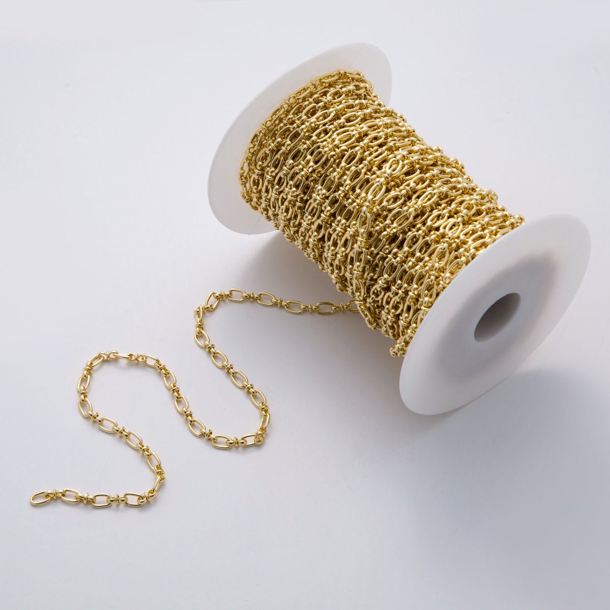 16K Gold Filled Paperclip Figure Eight Link Unfinished Chain by Yard | Roll - 1554 - DLUXCA