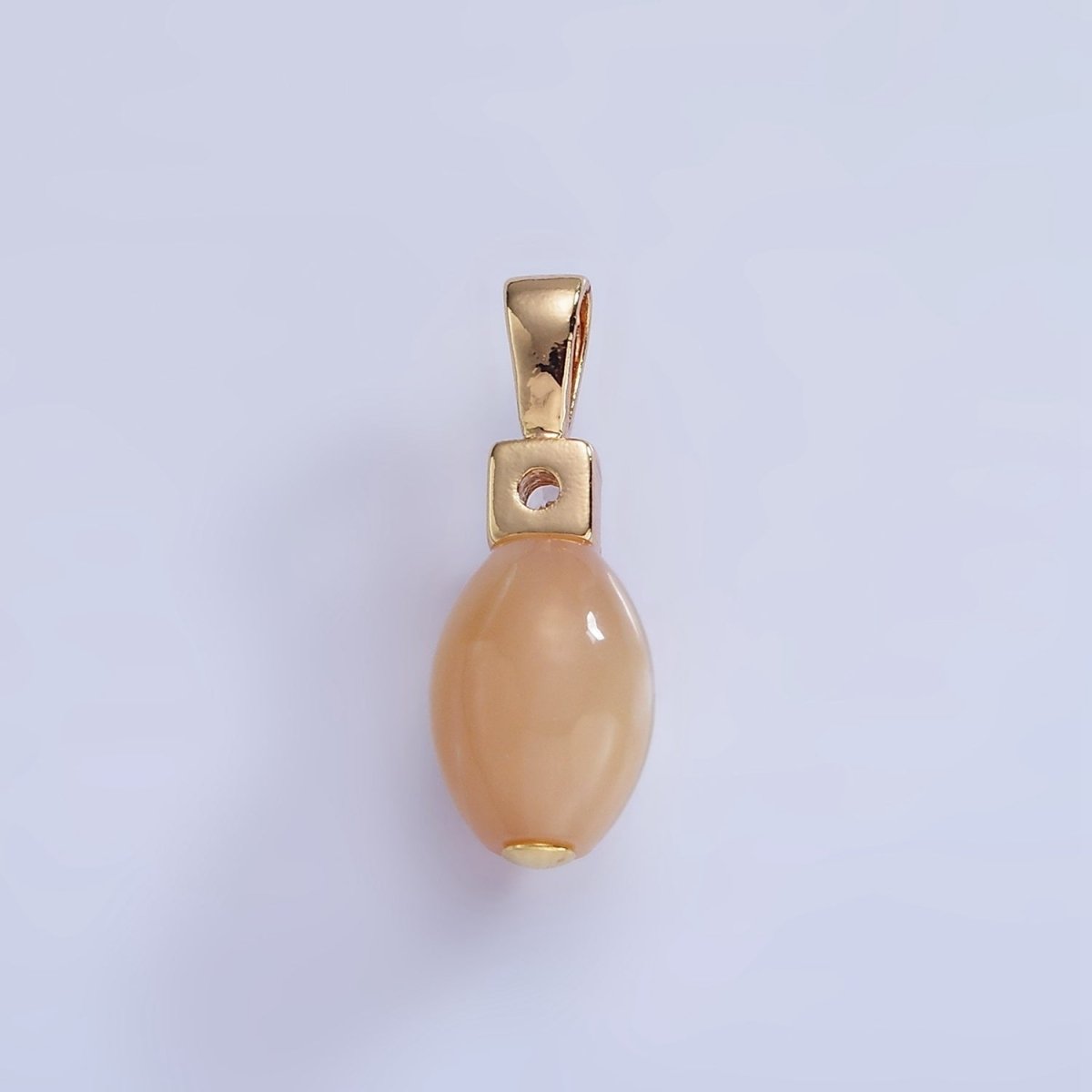16K Gold Filled Peach Pearl Sphere CZ Drop Pendant | P1574 - DLUXCA