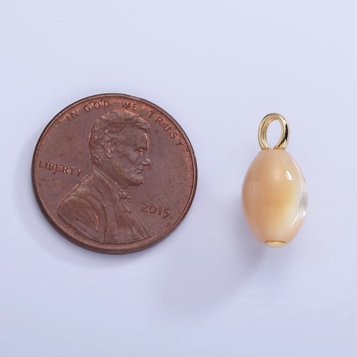 16K Gold Filled Peach Shell Pearl Sphere Drop Pendant | P1587 - DLUXCA