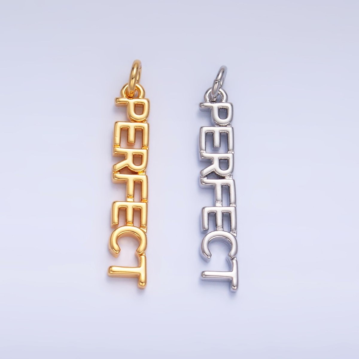 16K Gold Filled "PERFECT" Script Charm in Gold & Silver | W316 - DLUXCA