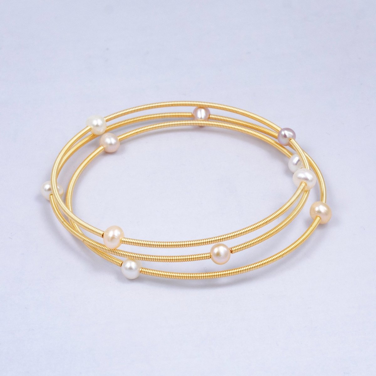 16K Gold Filled Petite Pearl Multi Textured Bracelet | WA - 1868 - DLUXCA