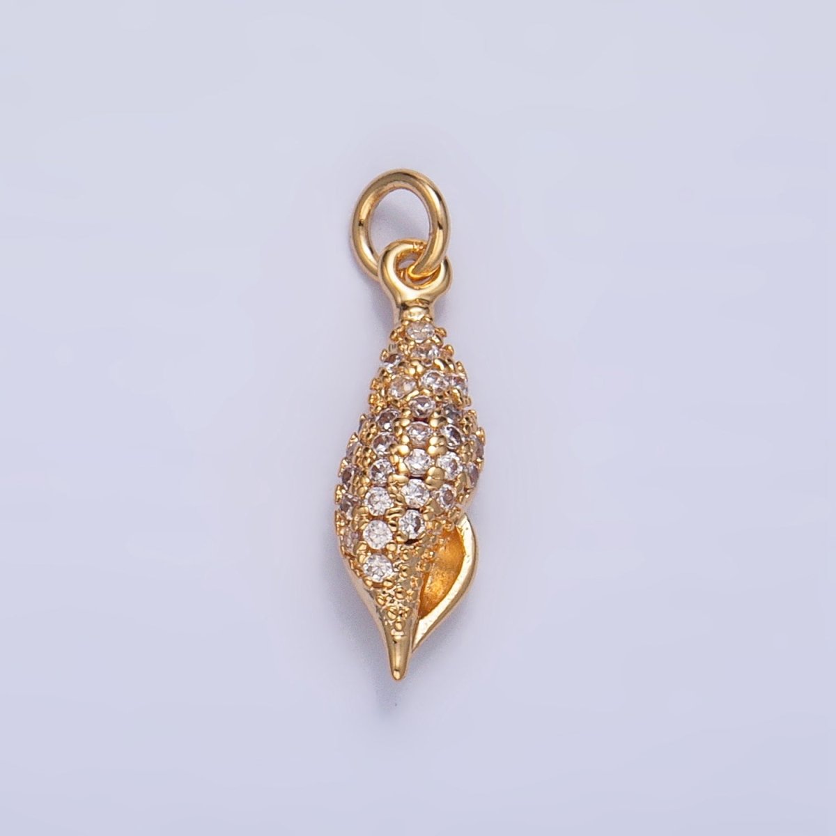 16K Gold Filled Pink CZ Micro Paved Sea Clam Shell Charm in Gold & Silver | X887 - DLUXCA