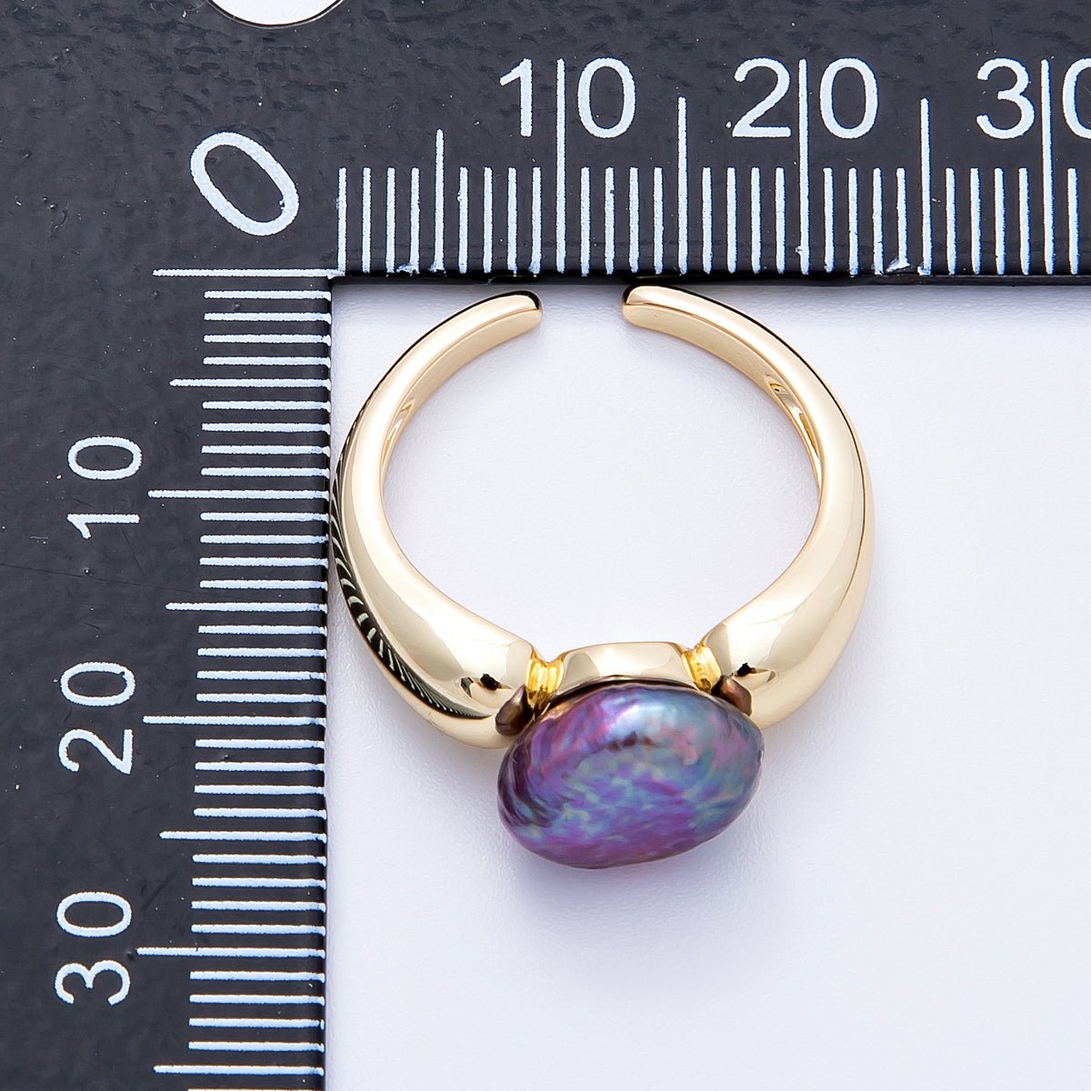 16K Gold Filled Purple Baroque Freshwater Pearl Ring | Rings - 00051 - DLUXCA