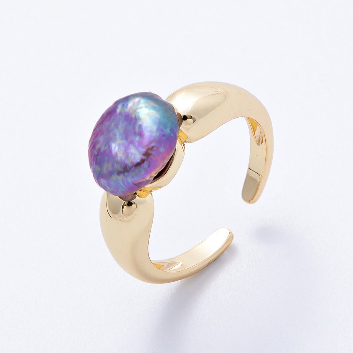 16K Gold Filled Purple Baroque Freshwater Pearl Ring | Rings - 00051 - DLUXCA