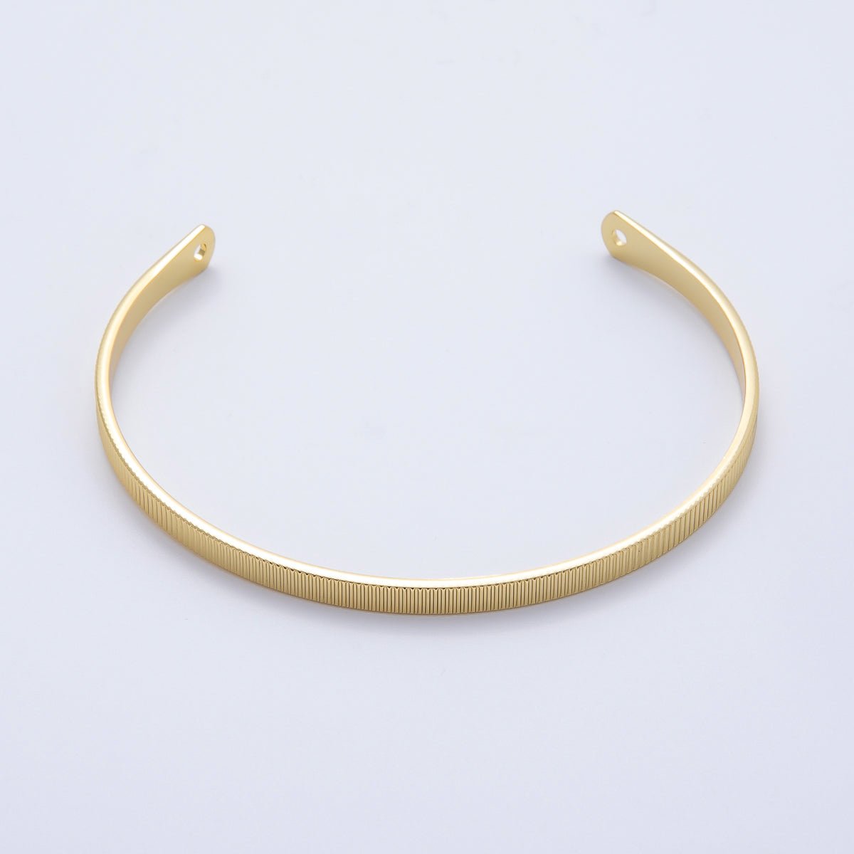 16K Gold Filled Ribbed Textured Cuff Unfinished Half Bangle Bracelet | WA - 04447 - DLUXCA