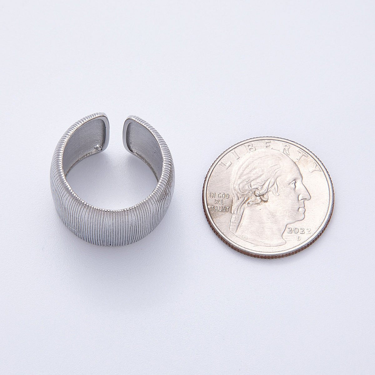 16K Gold Filled Ribbed Textured Wide Band Ring in Gold & Silver | Rings - 00011 Rings - 00012 - DLUXCA