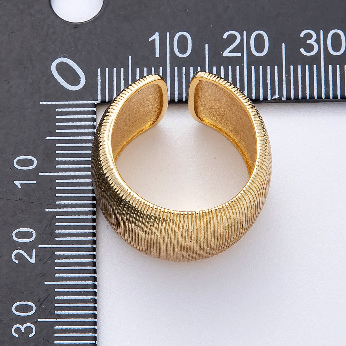 16K Gold Filled Ribbed Textured Wide Band Ring in Gold & Silver | Rings - 00011 Rings - 00012 - DLUXCA