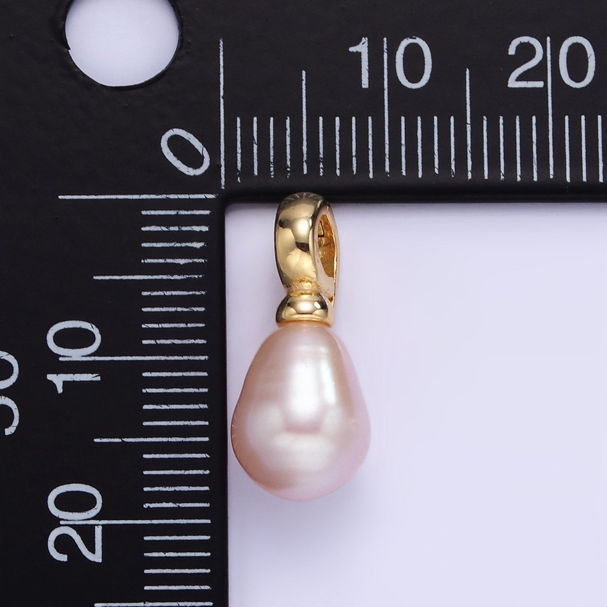 16K Gold Filled Ringed Pink Freshwater Pearl Snap Latch Drop Pendant | P1888 - DLUXCA