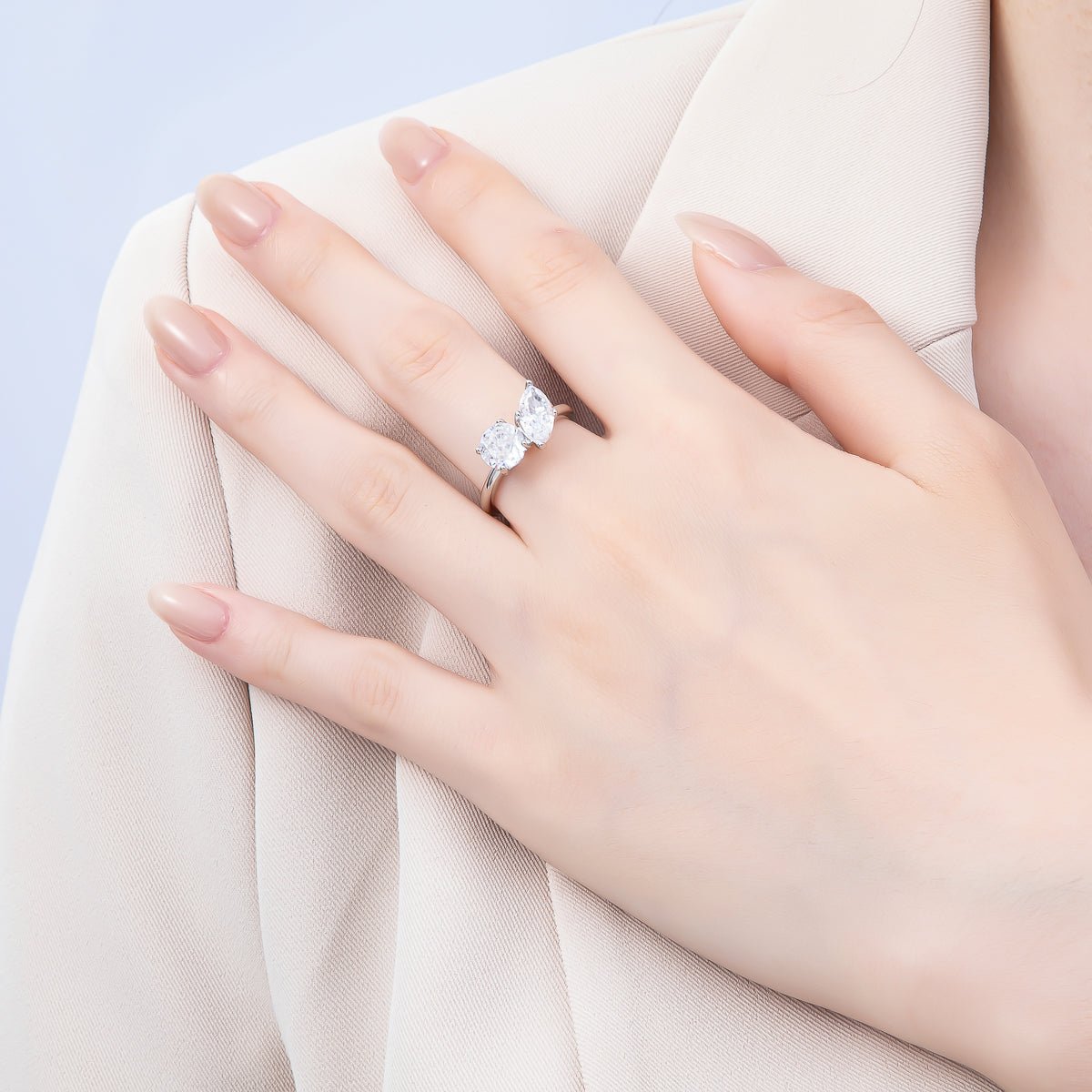 16K Gold Filled Round Marquise CZ Solitaire Adjustable Ring in Gold & Silver | Rings - 00094 Rings - 00095 - DLUXCA