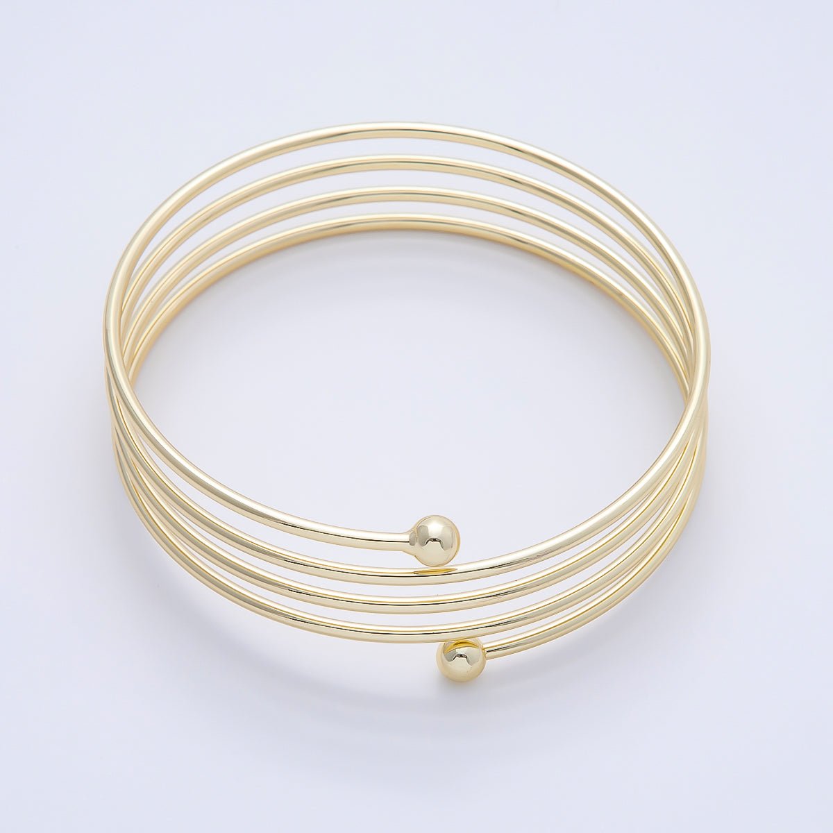 16K Gold Filled Round Multiple Band Bangle Bracelet | WA-04713 - DLUXCA