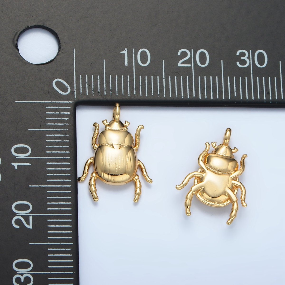 16K Gold Filled Scarab Beetle Insect Animal Charm | E325 - DLUXCA