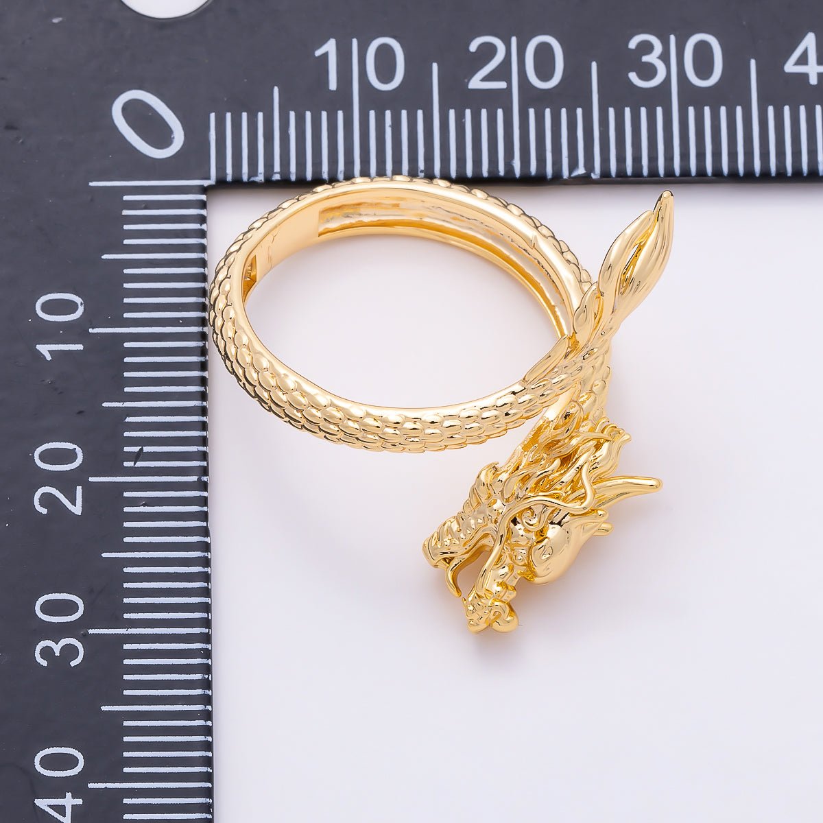 16K Gold Filled Sculptural Chinese Dragon Scale Wrap Adjustable Ring | Rings-00352 - DLUXCA