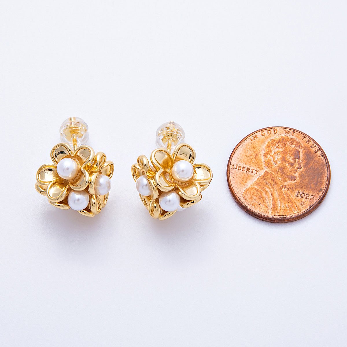 16K Gold Filled Shell Pearl Daisy Flower Studs | Earrings - 00165 - DLUXCA