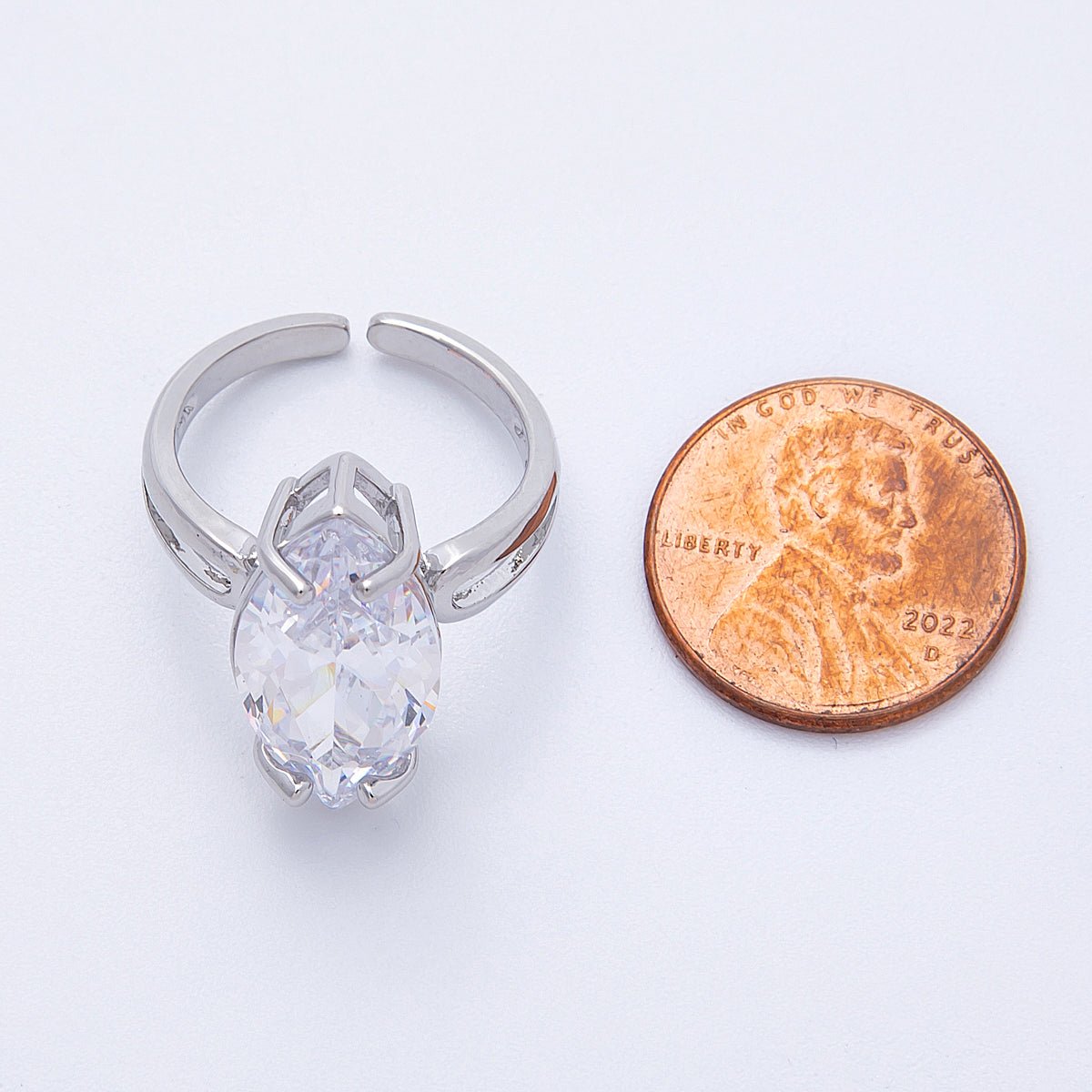 16K Gold Filled Solitaire Marquise Adjustable Ring | RINGS 00016 - 00017 - DLUXCA