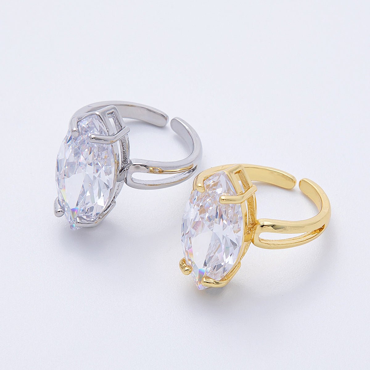 16K Gold Filled Solitaire Marquise Adjustable Ring | RINGS 00016 - 00017 - DLUXCA