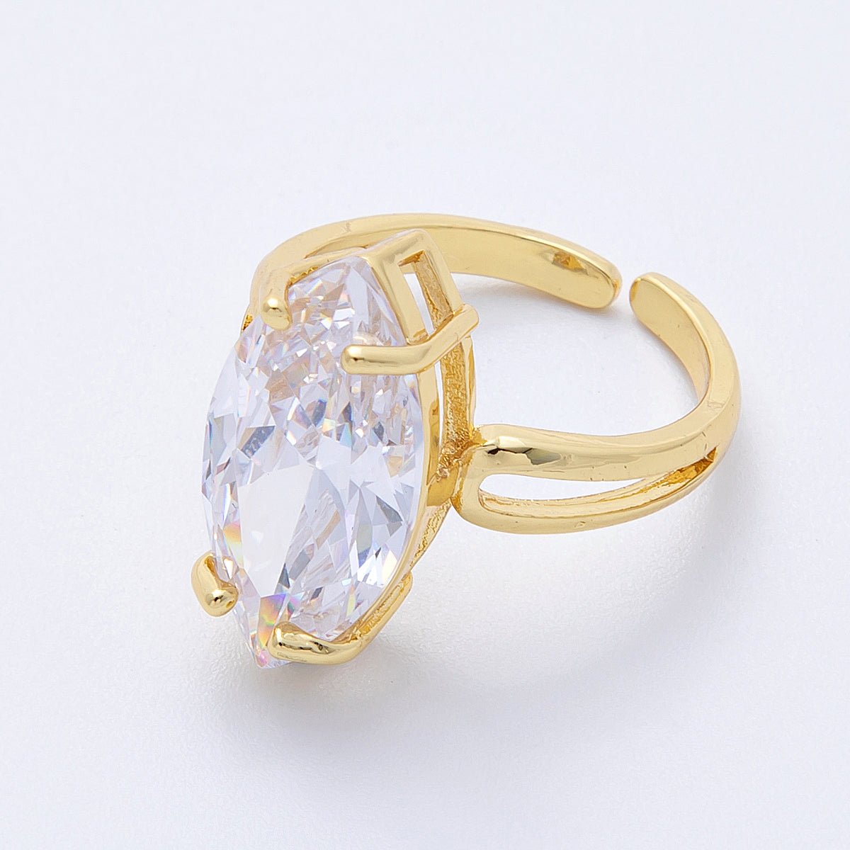 16K Gold Filled Solitaire Marquise Adjustable Ring | RINGS 00016 - 00017 - DLUXCA