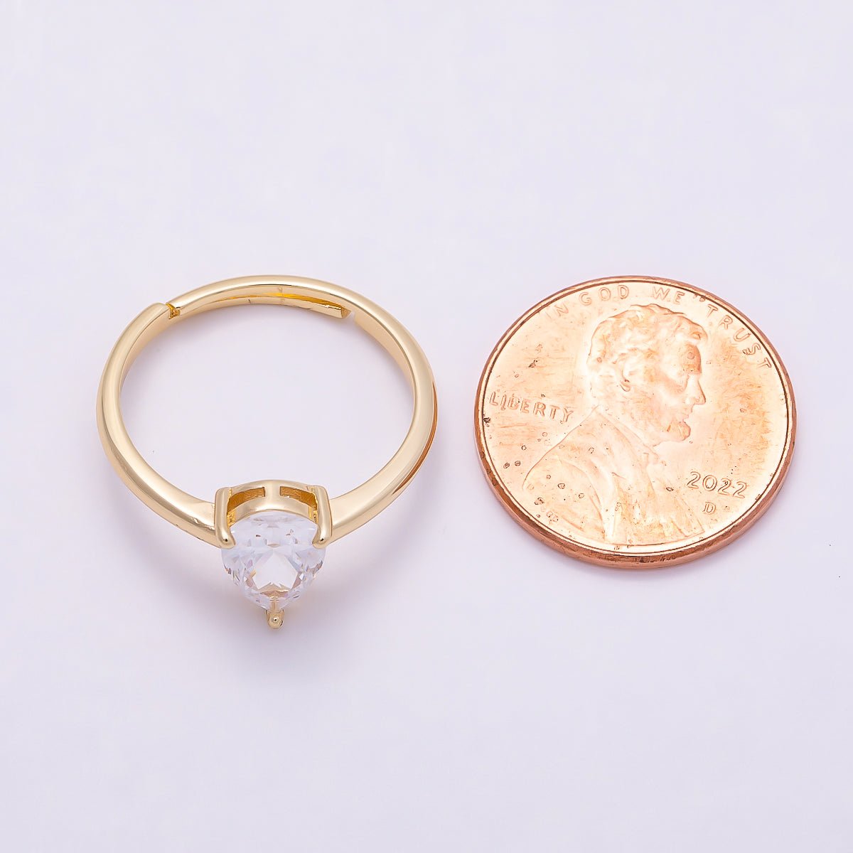 16K Gold Filled Teardrop CZ Solitaire Adjustable Ring in Gold & Silver | Rings-00136 Rings-00137 - DLUXCA