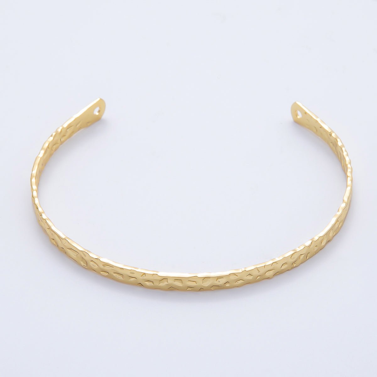 16K Gold Filled Textured Lattice Cuff Unfinished Half Bangle Bracelet | WA - 04412 - DLUXCA
