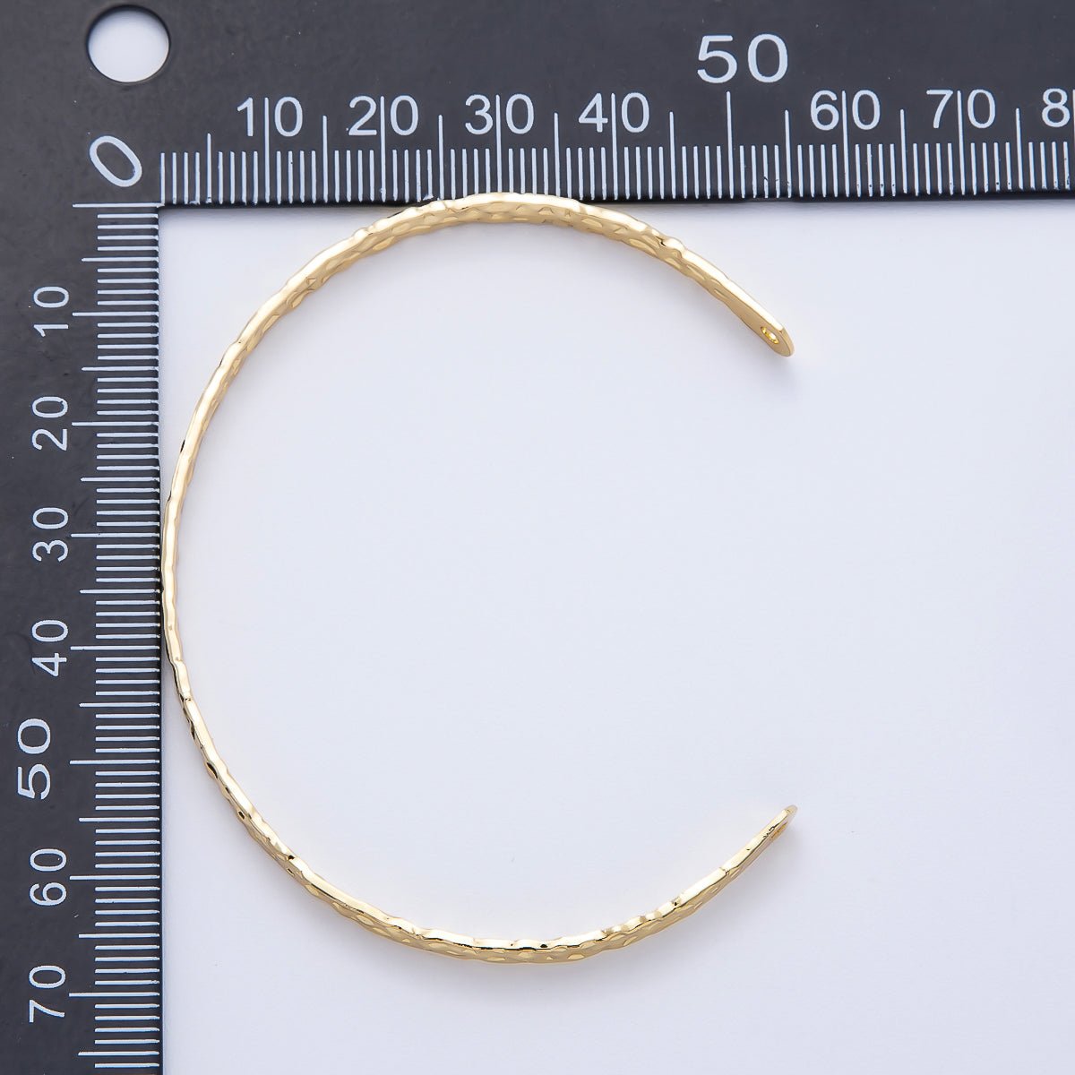 16K Gold Filled Textured Lattice Cuff Unfinished Half Bangle Bracelet | WA - 04412 - DLUXCA