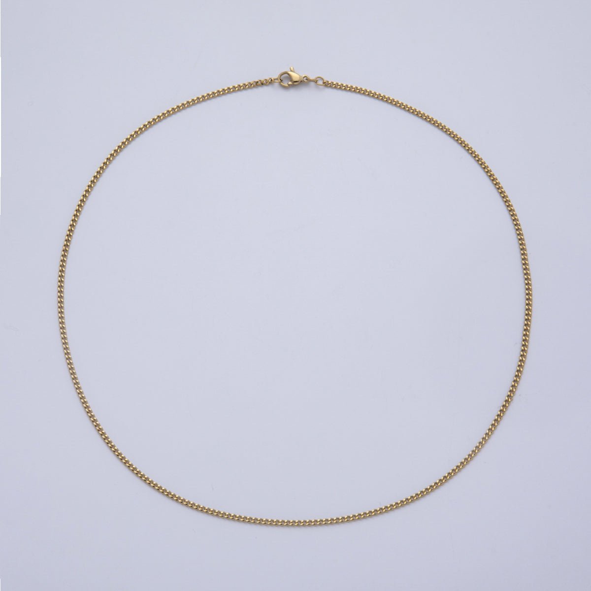 16K Gold Filled Thin Curb Chain 18 Inch Handmade Necklace | WA - 4110 - DLUXCA