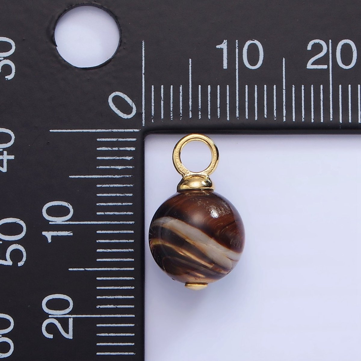 16K Gold Filled Tiger Eye Gemstone Round Drop Pendant | P1769 - DLUXCA