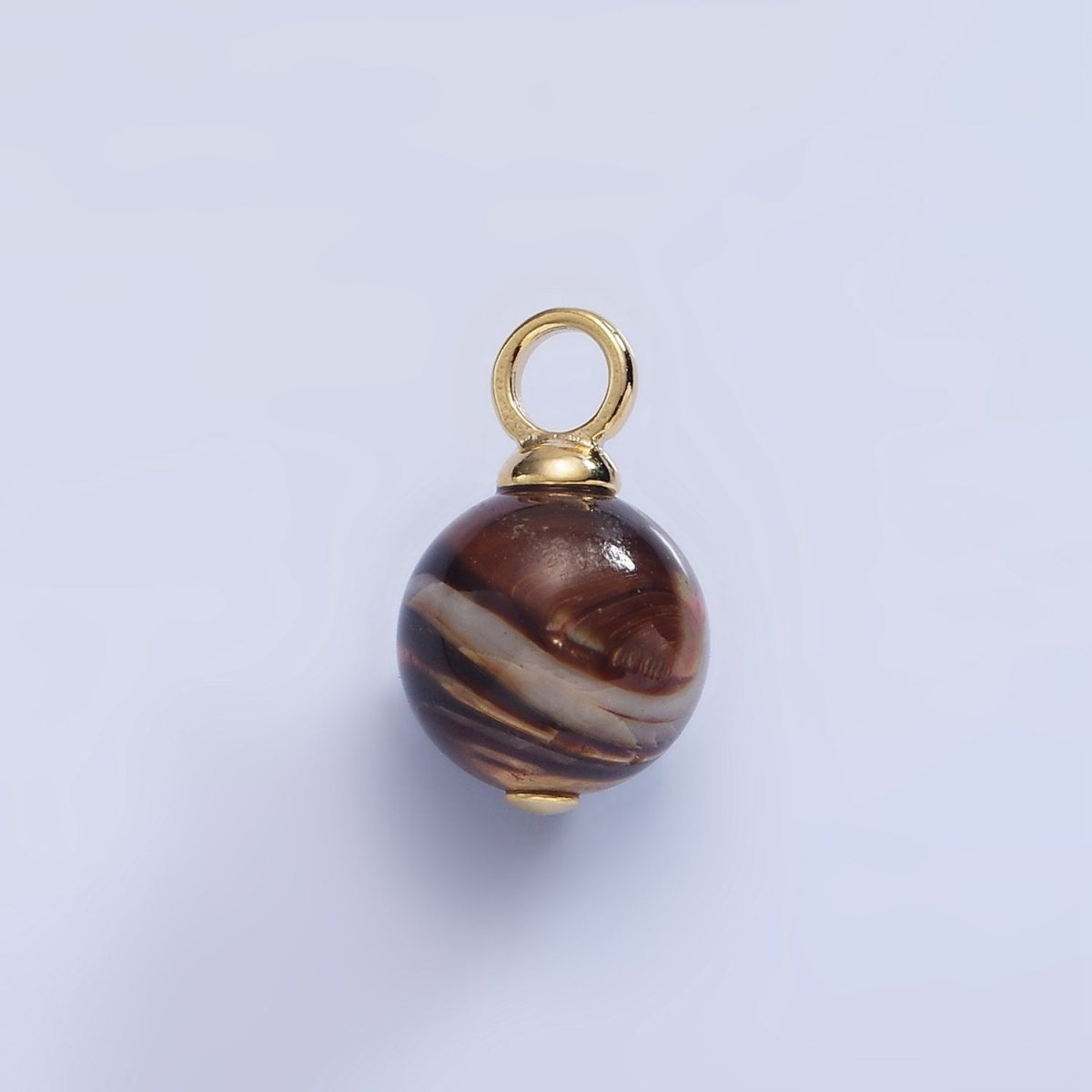 16K Gold Filled Tiger Eye Gemstone Round Drop Pendant | P1769 - DLUXCA