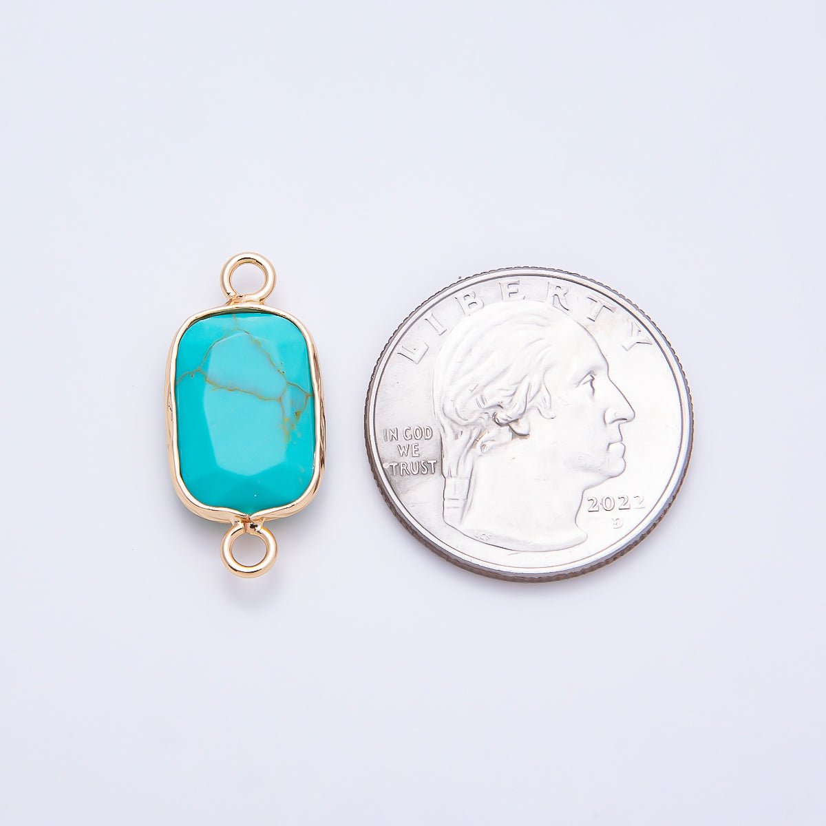 16K Gold Filled Turquoise Gemstone Geometric Foil Connector | Connectors-00035 ~ Connectors-00038 - DLUXCA