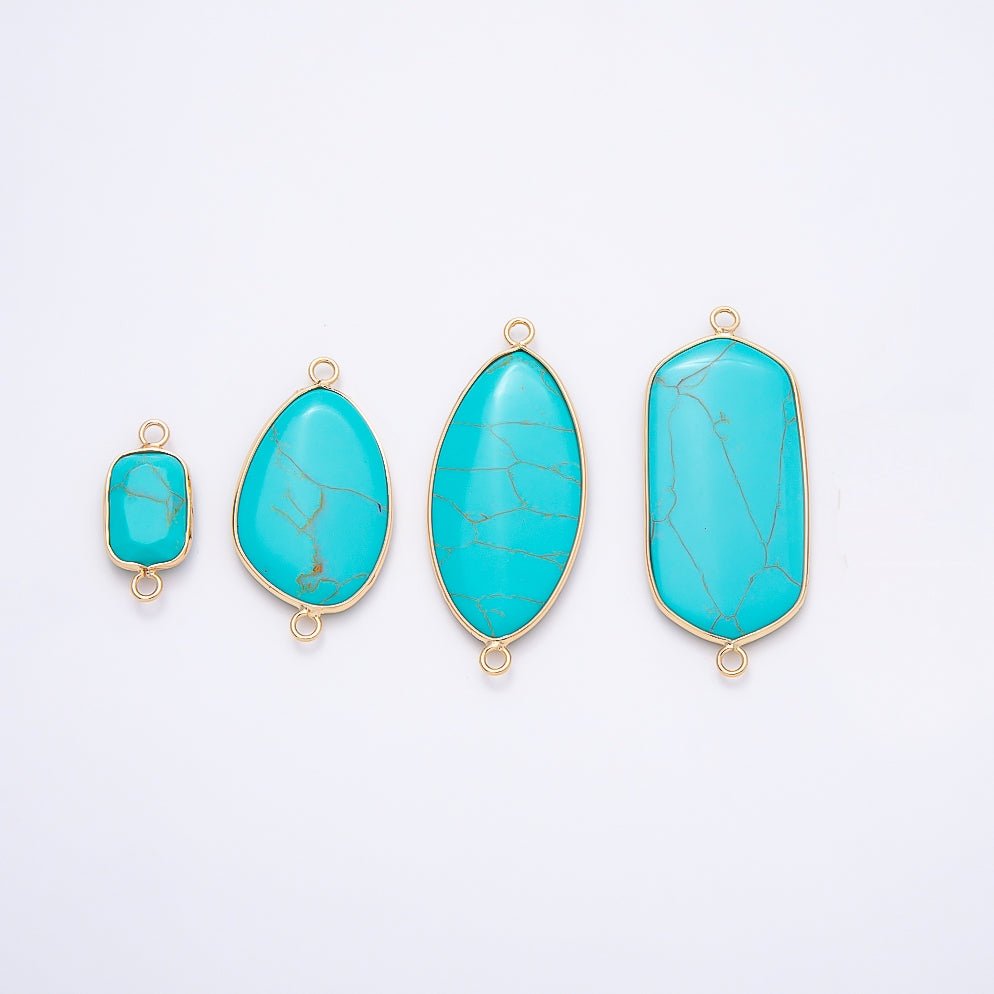16K Gold Filled Turquoise Gemstone Geometric Foil Connector | Connectors-00035 ~ Connectors-00038 - DLUXCA