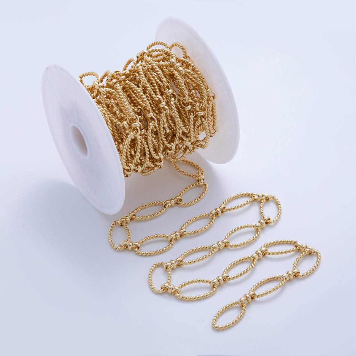 16K Gold Filled Twisted Rope Oval Figure Eight Link Unfinished Chain by Yard | Roll - 1580 - DLUXCA