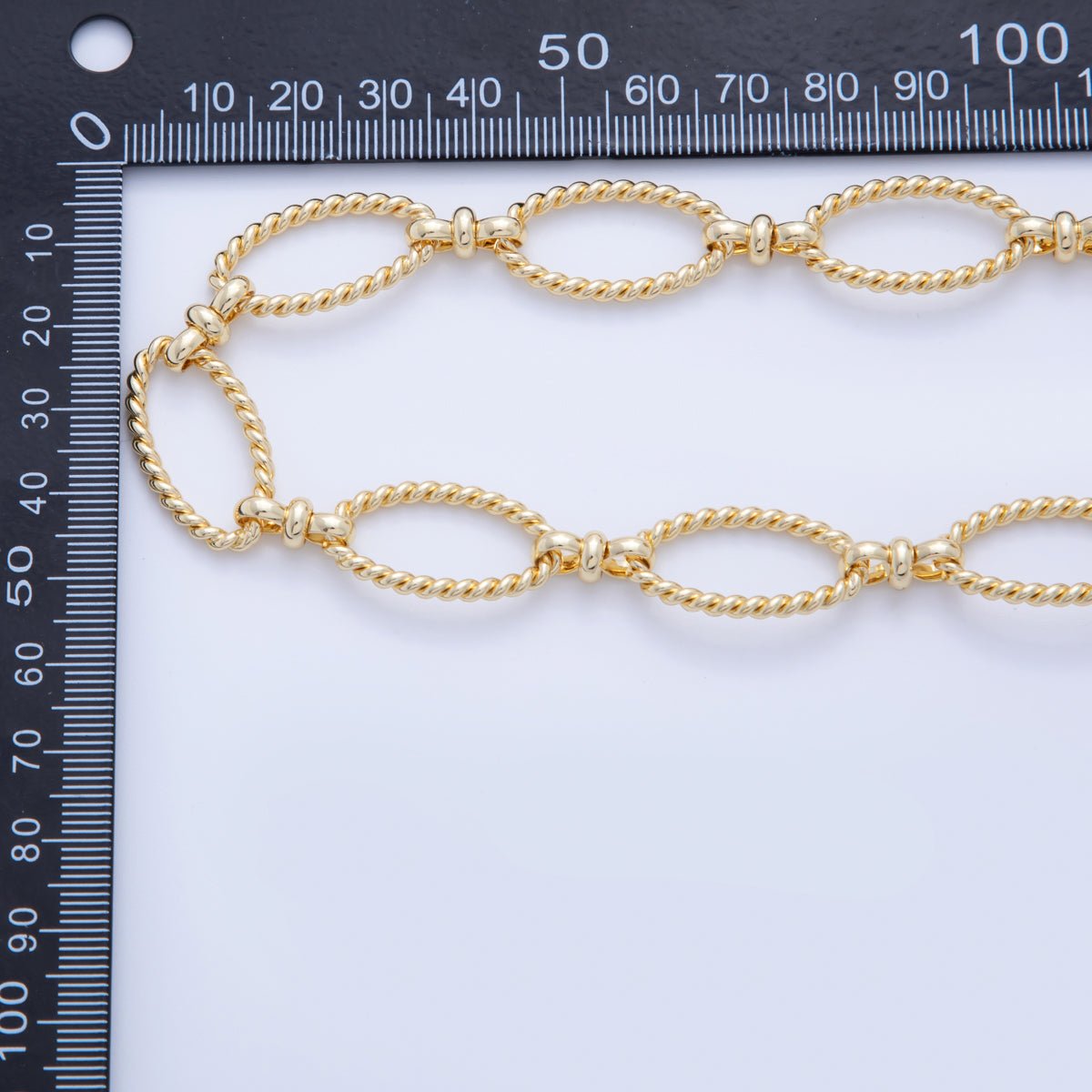 16K Gold Filled Twisted Rope Oval Figure Eight Link Unfinished Chain by Yard | Roll - 1580 - DLUXCA