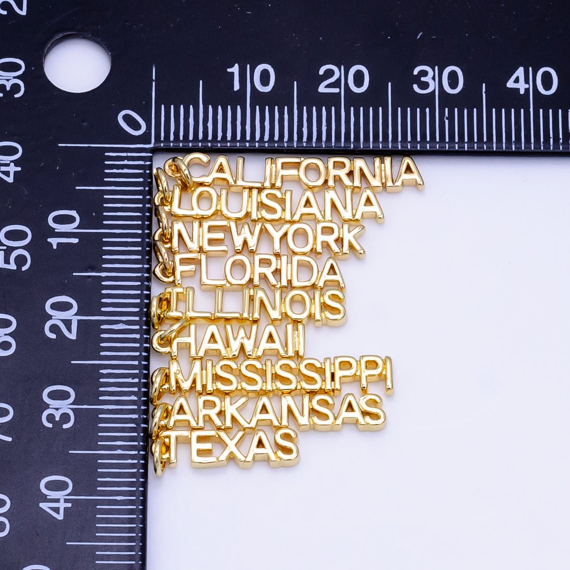 16K Gold Filled USA City States Script Tag Charm in Gold & Silver | D814 - D823 - DLUXCA