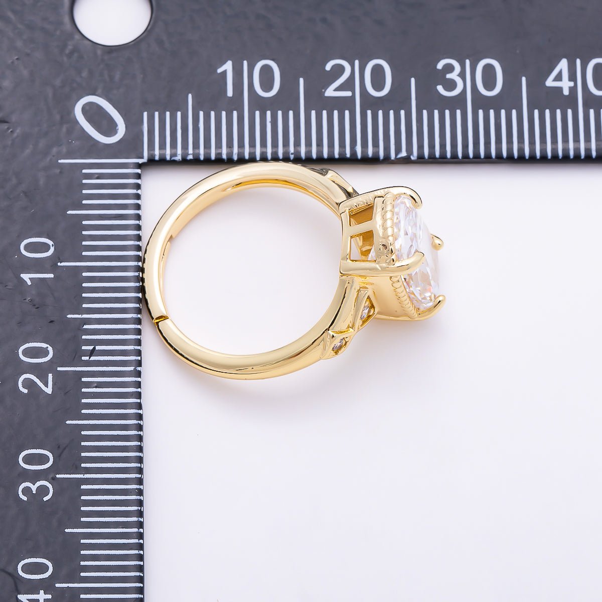16K Gold Filled Vintage Cushion-Cut CZ Solitaire Ring Adjustable Ring | Rings-00354 - DLUXCA