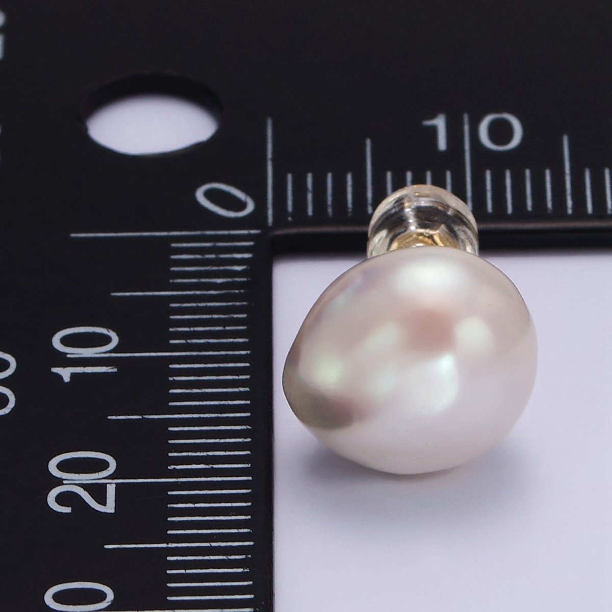 16K Gold Filled White Freshwater Pearl Button Stud Earrings | AB1194 - DLUXCA